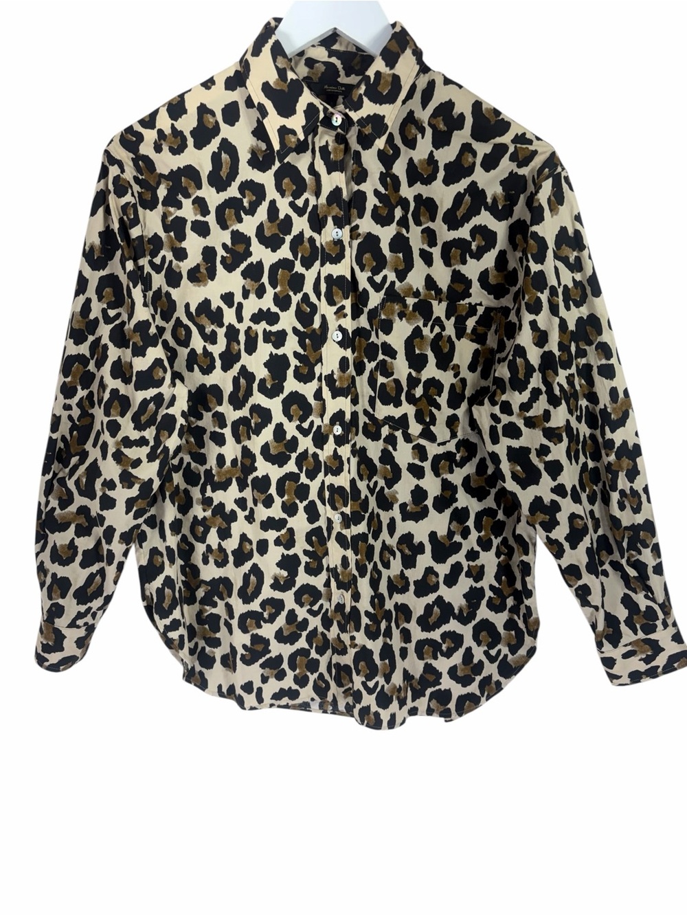 MASSIMO DUTTI Leopard Print Button-Up Shirt - Cream, Black & Brown XS - Picture 3 of 13